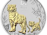 Sidabrinės paauksuotos Tigro (Tiger) 2022m monetos - nuotraukos Nr. 4
