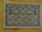 5 centai 1922 m.laikinasis banknotas