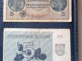 5 talonai be užrašo + 5 reichsmarkės