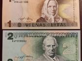 1 Litas 1994 m. ir 2 Litai 1993 unc