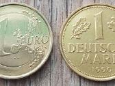 1 € ir 1 marke . Vokietija , auksines spalvos