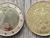 1 € ir 1 marke . Vokietija , auksines spalvos - nuotraukos Nr. 2