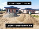 Dolomitas, granitas, žvyras, smėlis, asfaltas