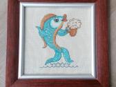 Siuvinėtas paveiksliukas Žuvys 25x25cm - nuotraukos Nr. 2