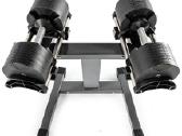 Reguliuojami hanteliai 2x32 kg su stovais
