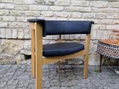 Vintažinis mid century ąžuolinis-odinis fotelis - nuotraukos Nr. 6