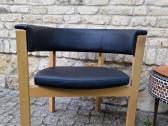 Vintažinis mid century ąžuolinis-odinis fotelis - nuotraukos Nr. 9