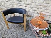 Vintažinis mid century ąžuolinis-odinis fotelis - nuotraukos Nr. 11