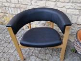 Vintažinis mid century ąžuolinis-odinis fotelis - nuotraukos Nr. 13