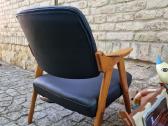 Vintažinis mid century odinis fotelis - nuotraukos Nr. 3