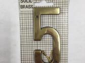 Numeris '5' žalvarinis, 10 cm
