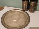 Vintažinis rinkinys metalinių taurelių su padėklu - nuotraukos Nr. 6