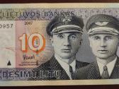 10 Litų 2007 m. žemas numeris Aa0000957 Unc