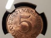 Estija 1931 5 sentij Ms63 Rb Ngc - nuotraukos Nr. 3
