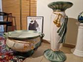 Vintažinė Art Nouveau porcelianinė vaza su stovu - nuotraukos Nr. 14