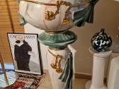 Vintažinė Art Nouveau porcelianinė vaza su stovu - nuotraukos Nr. 20