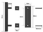"Barn Doors" Stumdomų durų rankena - Juoda. 30cm - nuotraukos Nr. 4
