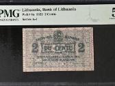 Lietuva 2 Centai 1922 Serija B Pmg 50