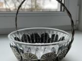 Vintažinis stiklo ir metalo krepšelis - nuotraukos Nr. 5