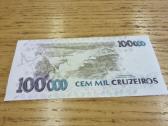 Brazilija 100 000 Cruzeirų Unc - nuotraukos Nr. 2