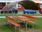 Lauko pavėsinės su polikarbonatu + stalas + suolas