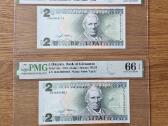 2 Litų žemų numerių skirtingų greidų bankno