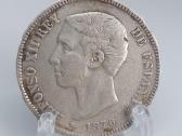 Ispanija 1876 5 pesetas Alfonso Xii Rey