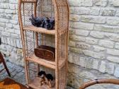 Vintažinė mid century pinta ratango etažerė