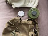 Militaristiniai: dėklas, puodas, gertuvė,dujokaukė