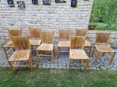 Vintažinės mid century tiko ir pintų meldų kėdės