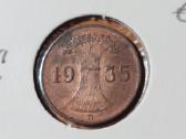 Vokietija 1 pfennig 1935 D - nuotraukos Nr. 2