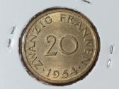 Saarland 20 franken 1954
