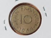 Saarland 10 franken 1954