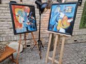 Vintažiniai mid century abstrakcionizmo darbai - nuotraukos Nr. 18