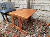 Vintažinis mid century tikmedžio staliukų duetas - nuotraukos Nr. 2