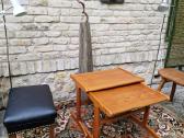 Vintažinis mid century tikmedžio staliukų duetas - nuotraukos Nr. 10