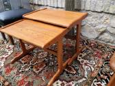 Vintažinis mid century tikmedžio staliukų duetas - nuotraukos Nr. 13