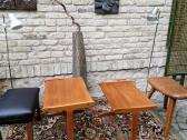 Vintažinis mid century tikmedžio staliukų duetas - nuotraukos Nr. 19