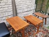 Vintažinis mid century tikmedžio staliukų duetas - nuotraukos Nr. 20