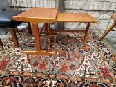 Vintažinis mid century tikmedžio staliukų duetas - nuotraukos Nr. 23