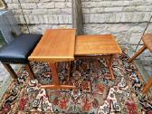 Vintažinis mid century tikmedžio staliukų duetas - nuotraukos Nr. 24