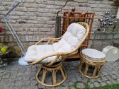 Vintažinis mid century ratango fotelis su pakoju - nuotraukos Nr. 5