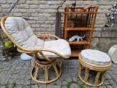 Vintažinis mid century ratango fotelis su pakoju - nuotraukos Nr. 15