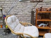 Vintažinis mid century ratango fotelis su pakoju - nuotraukos Nr. 18