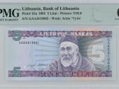 1993 5 litai pirma serija Gaa, Unc, Pmg66