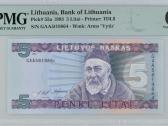 1993 5 litai pirma serija Gaa, Unc, Pmg67