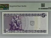 1993 5 litai serija Gab, Unc, Pmg66 - nuotraukos Nr. 2
