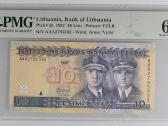 1997 10 litų pirmoji serija Aa, Unc, Pmg67