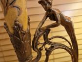Vintažinė Art Nouveau žalvario/porceliano vaza