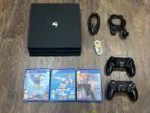 Playstation 4 Pro, Black, 1tb/3 žaidimai/2 pultai